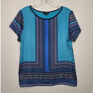 Limited teal silky blouse - large petite / LP